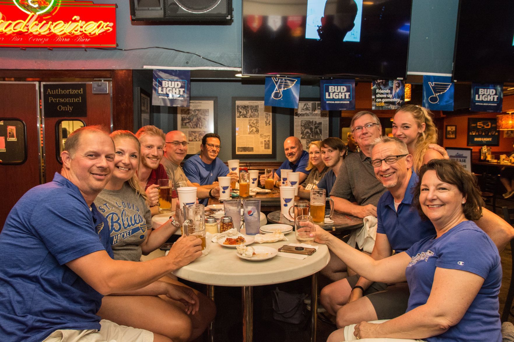 Blues Fans at Syberg's on Dorsett during Stanley Cup Final Game